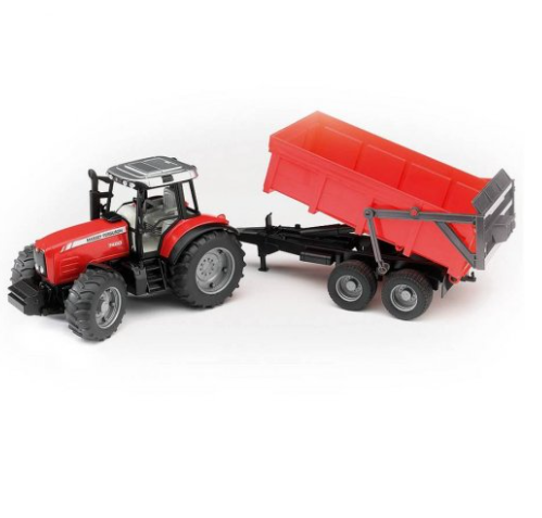 Miniatura Massey Ferguson - Trator 7480 Com Reboque Basculante - 1:16